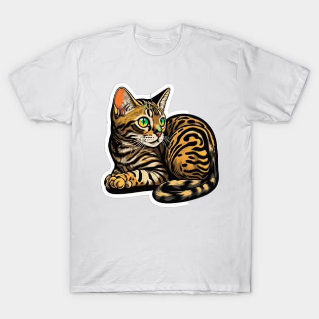 Exotic Bengal Cat Sticker - Premium Quality T-Shirt by cptpuggles